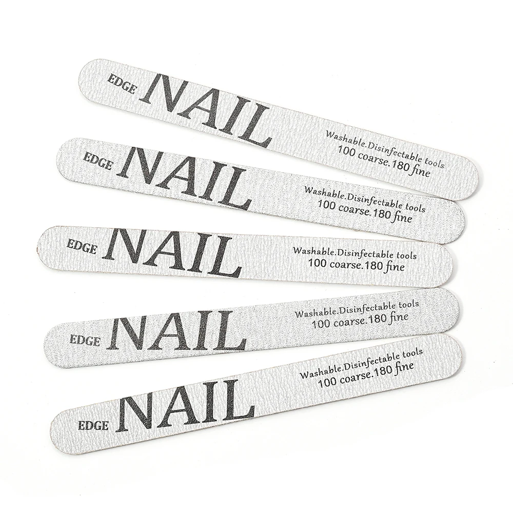 

5Pcs Grey Wooden Nails File Set Strong Sandpaper Washable Nail Art Files Grey Straight Double-sided Wooden Pedicure Buffers Tool