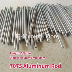 1Pcs Length 500mm 7075 Aluminum Rod Solid Super Hard Aluminum Round Bar Diameter 5mm 6mm 8mm