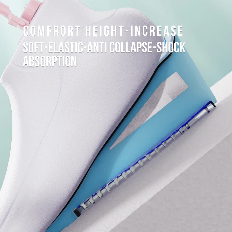 Palmilhas de aumento de altura para homens e mulheres, suporte invisível do arco, absorção de choque, cor azul, preta, ortopédic