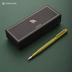 Hongdian Deep Blue Forest Metal Nib Luxury Pen with Tree Pattern - Elegant Business and Gift Box Edition - Fine 0.5mm (Light Green-Gold Nib)