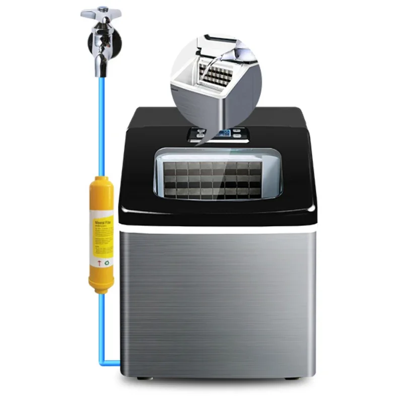 HZB 20 Ice Maker Electric Commercial Tea Shop 25kg Square Mini Ice Maker Household Desktop Automatic