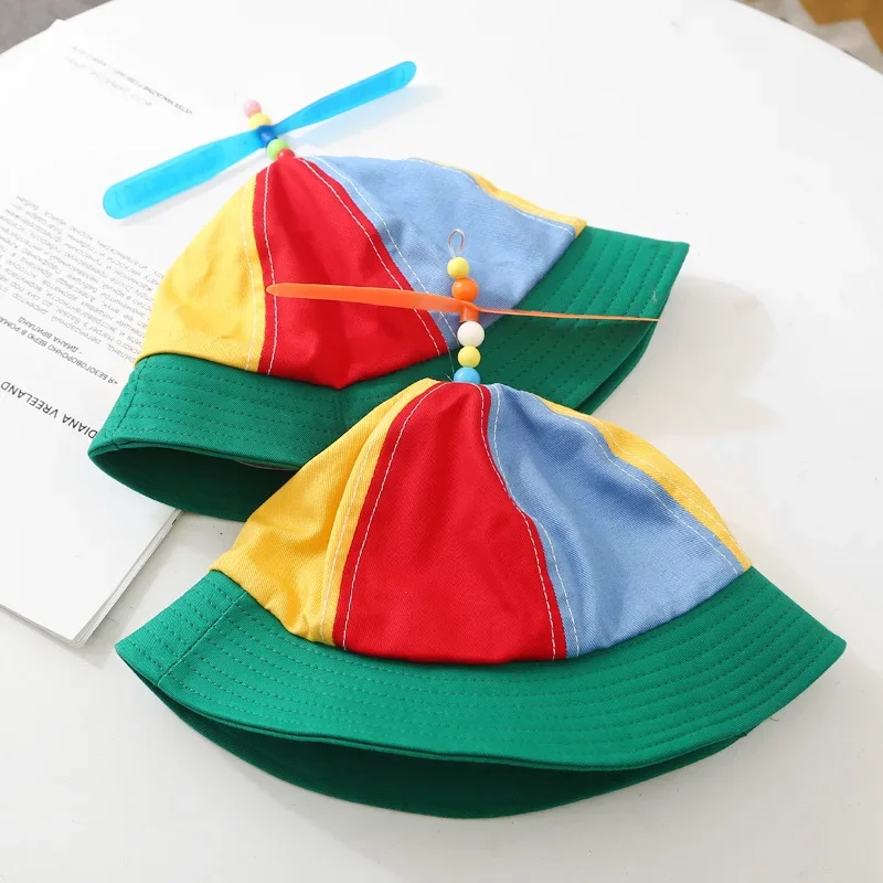 Propeller Multicolor Bucket Hat Kids Wide Brim  Fisherman Hat Girls Boys Summer Autumn Panama Sun Hat Outdoor Beach Fishing Cap