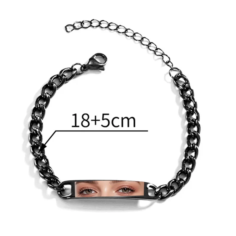 Custom Engraved Eye Photo Bracelet - Personalized Couples Jewelry Gift