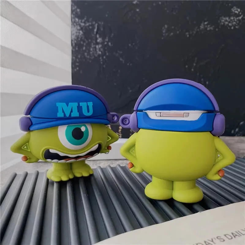 Фото Брелок «милые монстры» Disney, Inc, «Майк Вазовски», Airpods 1/2 pro 3, мягкий силиконовый чехол для Bluetooth гарнитуры, защитный чехол для телефона №2