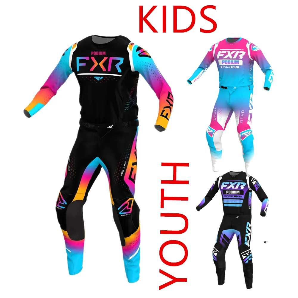 

2023 Youth Podium FXR Motocross Gear Set Child Dirt Bike Combo 2 Color Off Road Children Motorcycle MX Jersey And Pant