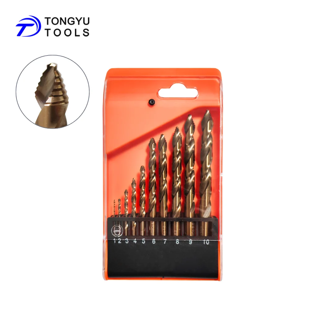 10Pcs M35 Cobalt Drill Bit Set 1-10mm, Stepped Point Twist Bits for ...