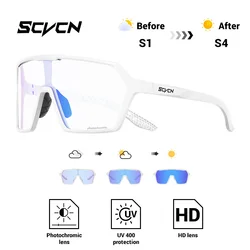 Unisex Photochromic Outdoor Sports Sunglasses - UV400 Protective Eyewear for Cycling, Running, and Hiking (Blue Photochromic - 05)