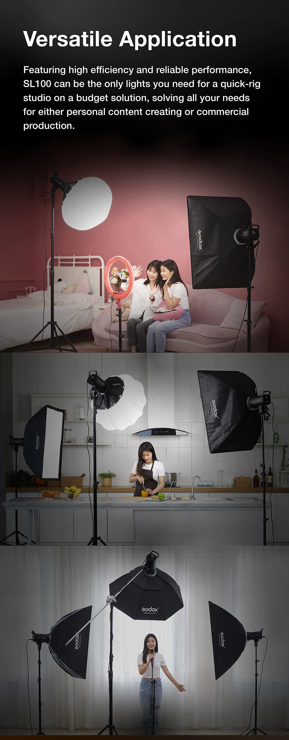 SL100Bi 100W LED Video Light 2800-6500K White/Yellow Switchable LCD Panel Contin