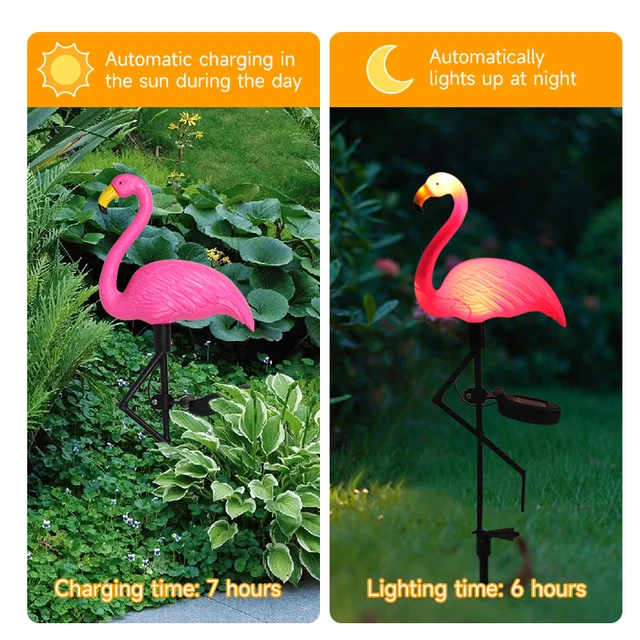 Solar Flamingo Light LED Outdoor Courtyard Lamp Garden Light Waterproof Stake Light Pathway Decor Solar Patio Ground Lantern 5