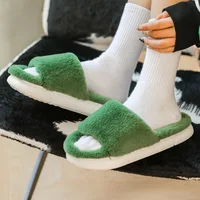 Thick Fluffy Fur Slippers For Women Winter House Warm Furry Slippers Women Flip Flops Home Slides Flat Indoor Floor Shoes - Image 2
