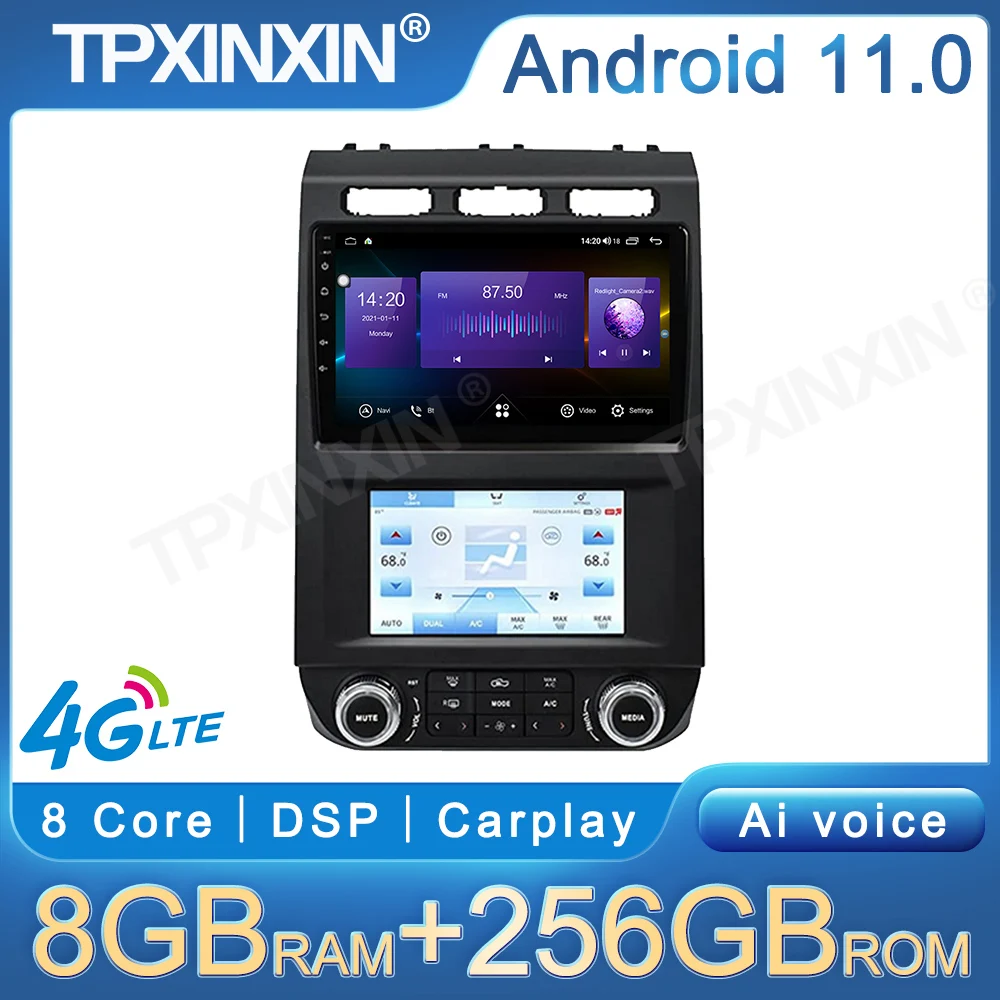 

Car Radio and Climate Control Dual Screen Replacement 9 Inch for F150 2015-2020 F250 F350 F450 2017-2020 Android 11 HeadUnit GPS