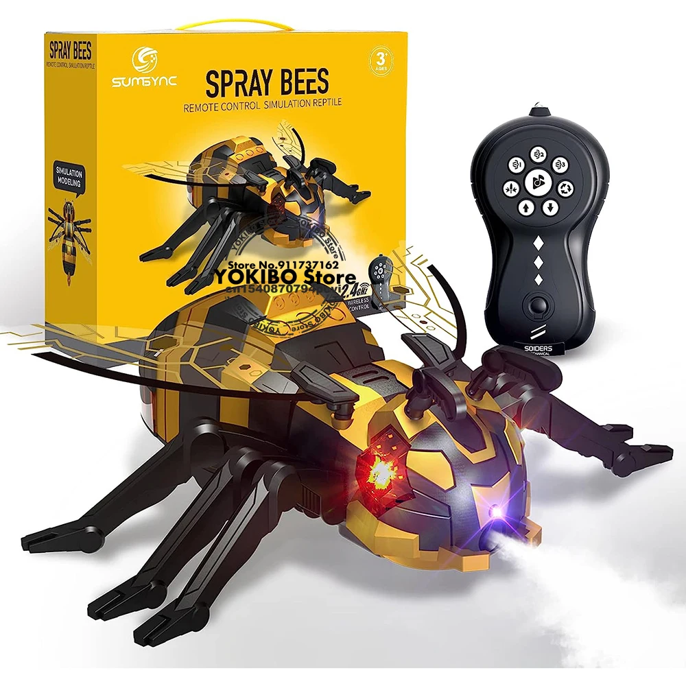 Remote Control Bee Kids Toys RC Bee Robot with Music LED Light Remote
