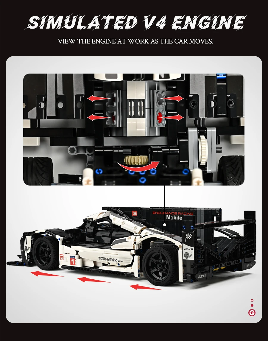 Briques de Construction Technic Compatible avec LEGO Technic - Voiture de Sport Speed City Racer - 1586 Pièces