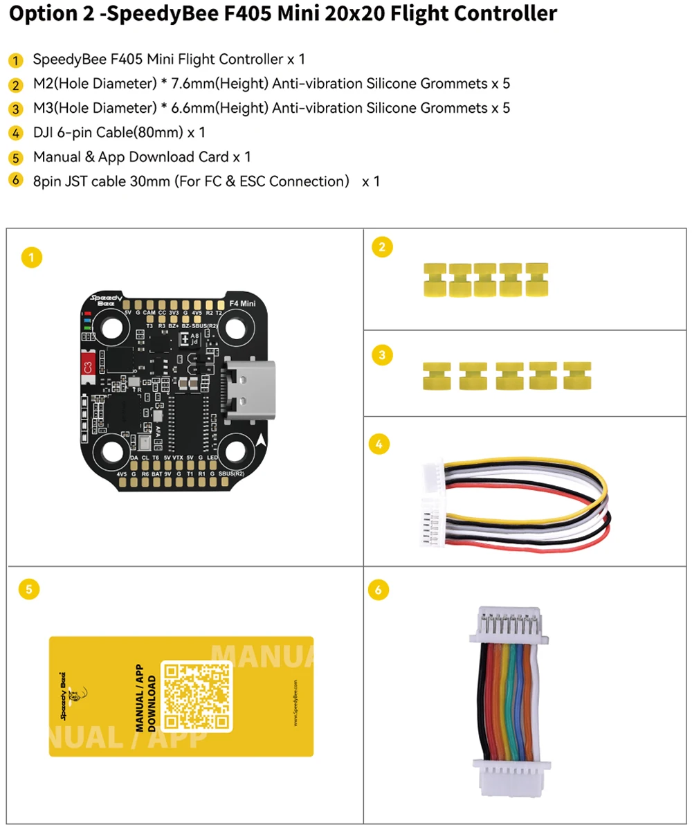 Description Picture 2 of itemSpeedyBee F405 Mini BLS 35A 20x20 Stack. F405 30x30 Mini Flight Controller, 35A BLHeli_S Mini 4-in-1 3-6S ESC For RC FPV Drone