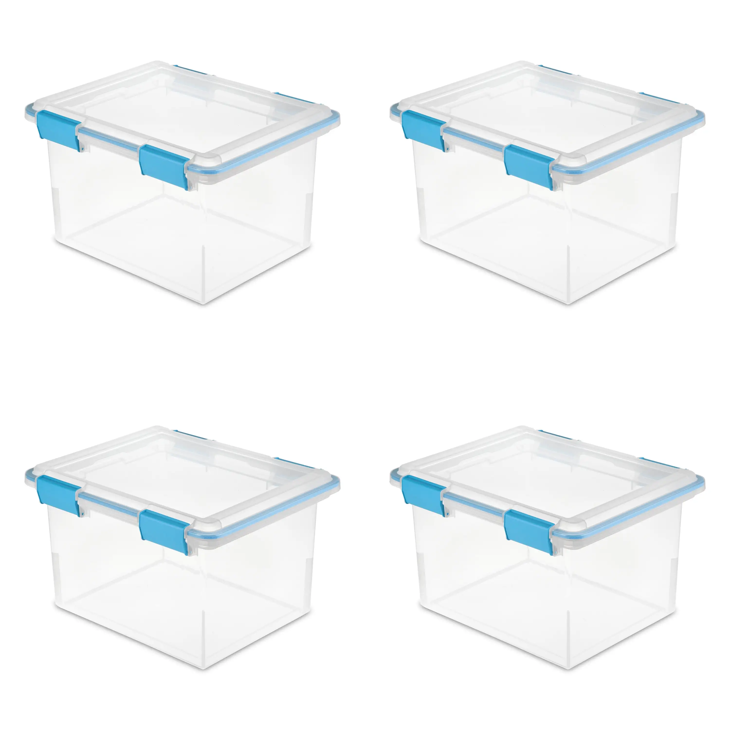 

Sterilite 32 Qt Gasket Box Clear Base and Lid Blue Aquarium Set of 4