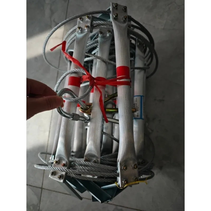 8m Steel Wire Rope Ladder Fire Escape Rope Ladder Household Fire Prevention High-Altitude Rescue Engineering Climbing