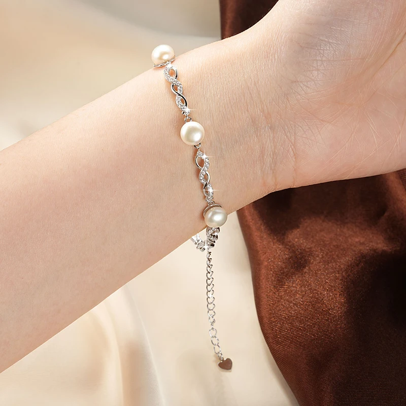 OXTAO 14K Gold gefülltes 8mm barockes Armband mit natürlichen Süßwasserperlen für Frauen und Mädchen, verstellbares Armband, Hochzeitsschmuck, Geschenk – Detail 12