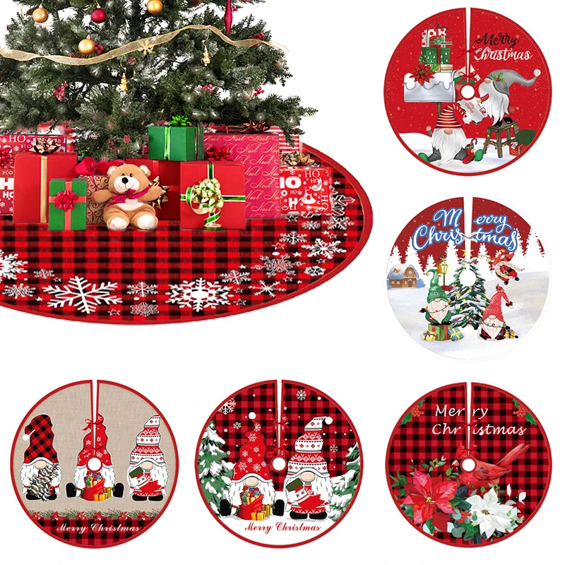 

90cm Christmas Tree Skirt Snowflake Santa Claus Xmas Tree Carpet For Home Xmas Tree New Year Navidad Decor Noel Apron Ornaments