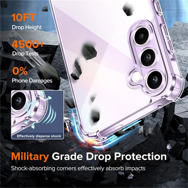 3-in-1,Airbag Case + Privacy Glass for Samsung A55 5G Soft Clear Shockproof Silicone Phone Cases Samsung Galaxy A55 Cover A55 5G 3