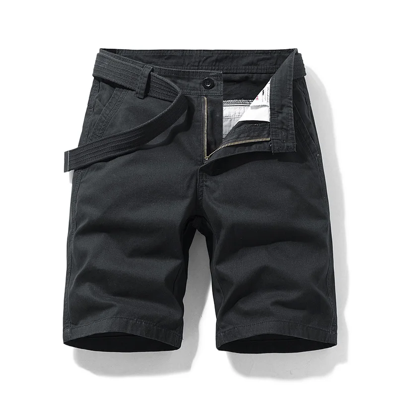 2024 Workwear Shorts Men's Summer New Waist Belt Cotton Middle Pants Outdoor Loose Straight Casual All-Match Shorts