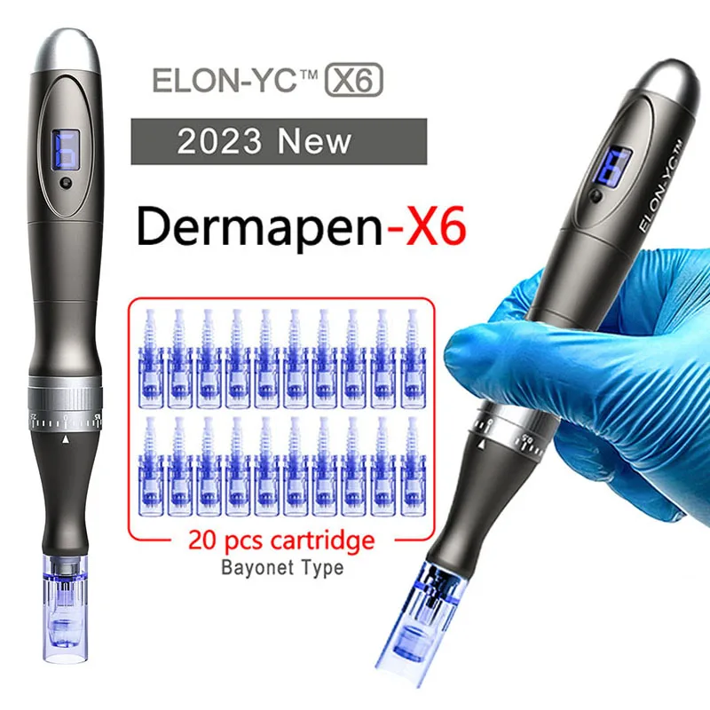 Wireless Dermapen X6 Microneedle Acne Scar Removal Ultima Dermapen Electric Derma Roller Pen Con Cartucce Da 20 Pezzi