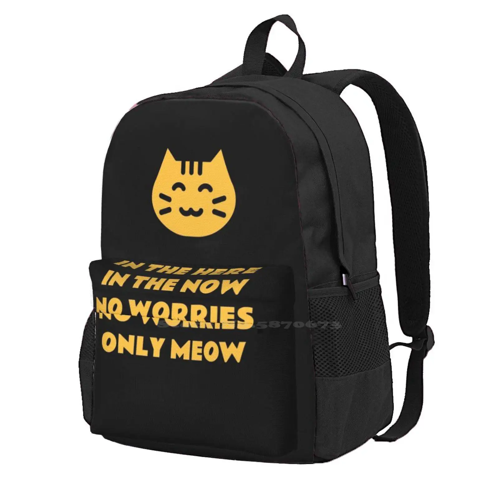 

In The Here In The Now No Worries Only Meow Teen College Student Backpack Laptop Travel Bags In The Here In The Now No Worries