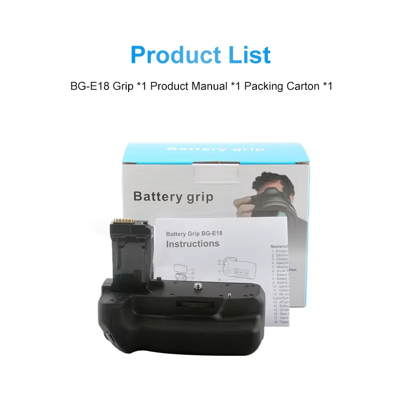 Battery Grip BG-E18 for Canon EOS 750D 760D Rebel T6i T6s X8i 8000D DSLR Camera BGE18 Grip