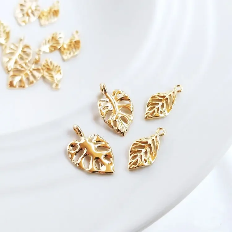 

18*9MM 18*10.5MM 14K Gold Color Brass Leaf Leaves Charms Pendants High Quality Diy Jewelry Findings Accessories wholesale