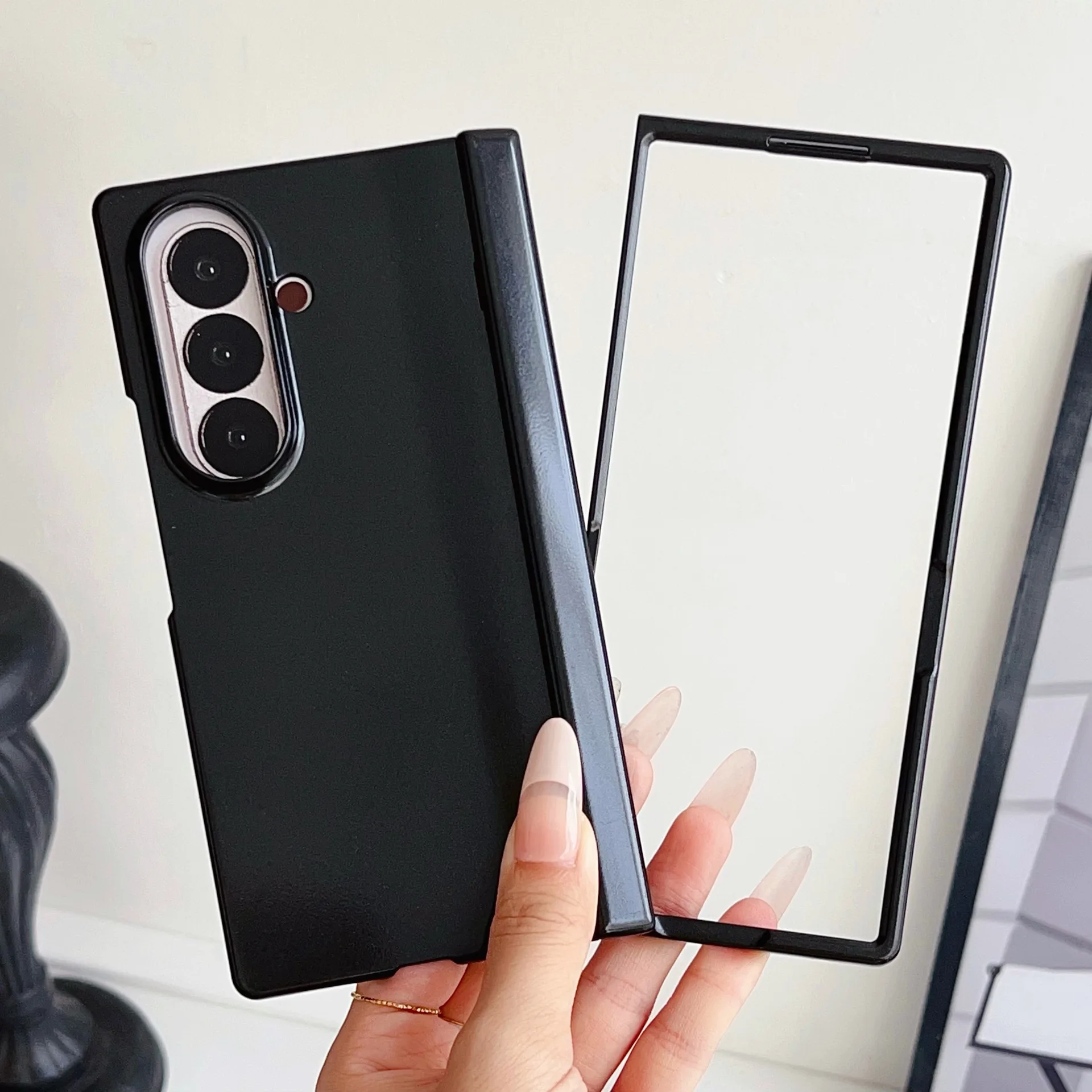 Matte Hinge Protective Phone Case with Screen Tempered Film and Back Cover