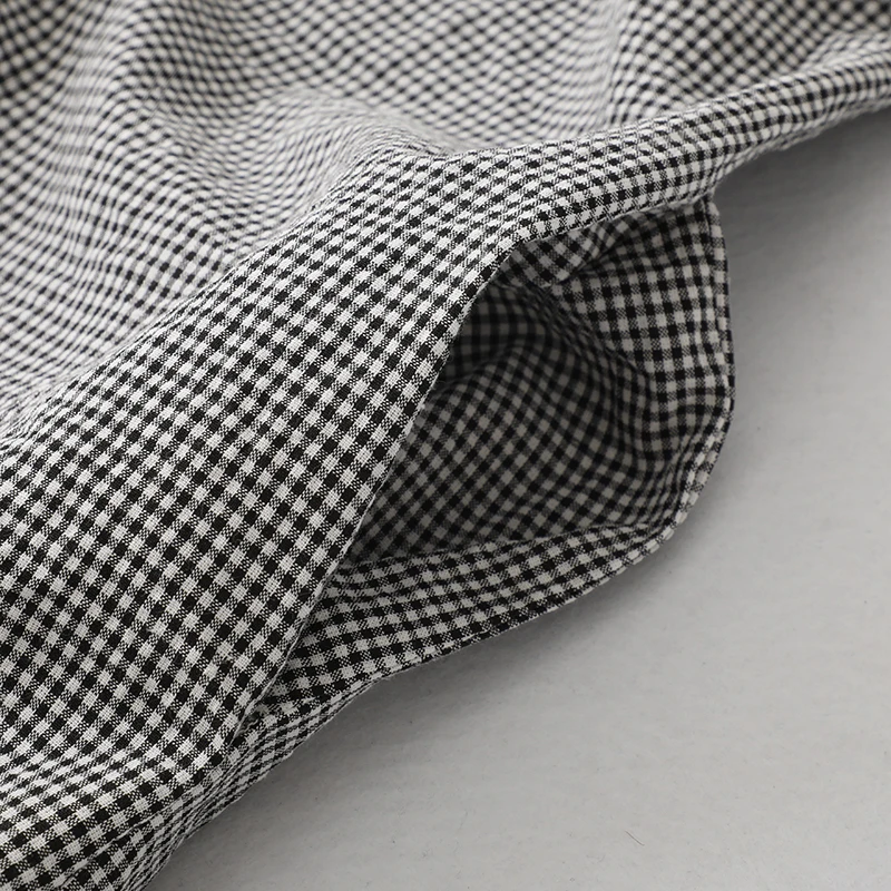 Cotton Vintage Casual Loose Black Plaid Dresses For Women Spring Autumn Long Sleeve Dress Femme Robe Vestidos Elegant Clothing