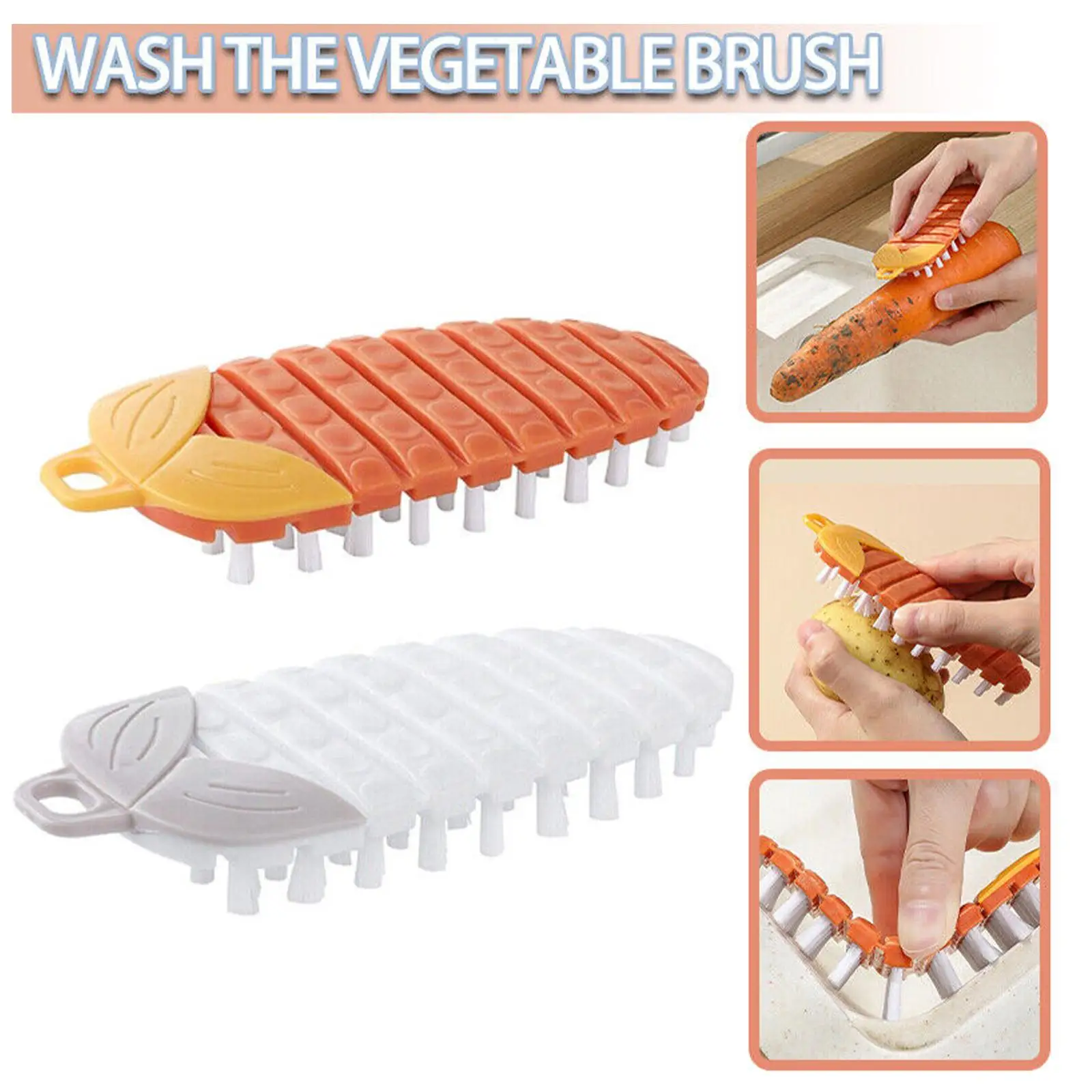 Multifunction Vegetable Fruit Cleaning Brush Flexible Carrot Brush Cleaning Kitchen Accessories Tools Potato Benda S6G3