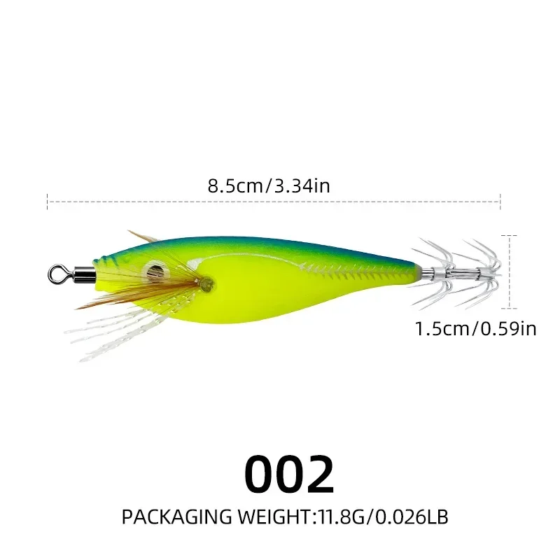 10 couleurs 8.5 cm lumineux calmar gabarit leurre pêche en mer bois crevette leurre eau salée seiche calmar gabarit crochet crevette Wobbler Pesca  18