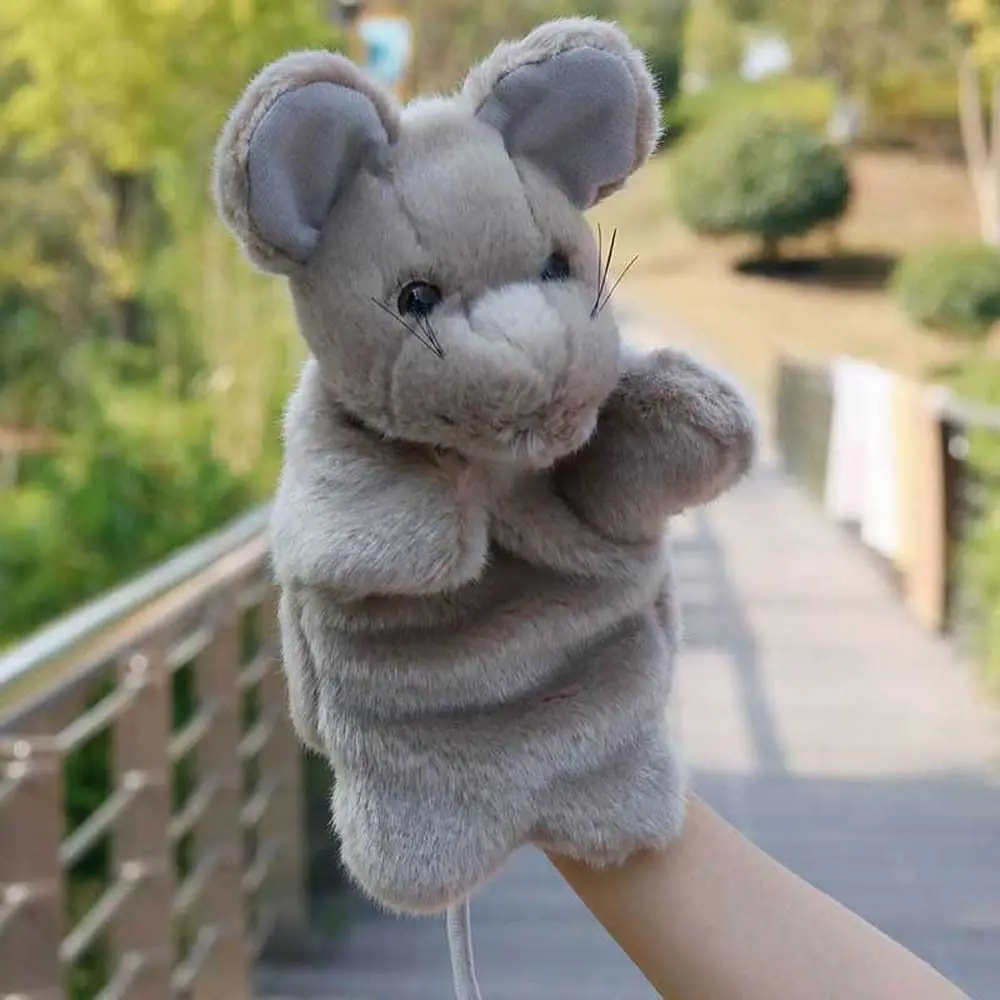 Mouse Hand Puppet Animal Plush Doll Stuffed Toys Cartoon Finger Puppet Glove for Home Kindergarten Story Props
