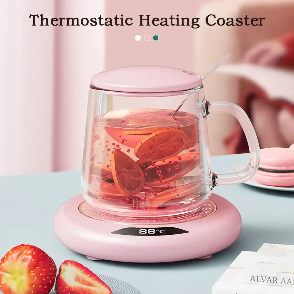 Heating Coaster Coffee Heater Coffee Mug Warmer 3 Temperature Setting Thermostat Coaster USB Plug Smart Coffee Cup Warmer for Heating Beverage Milk Tea