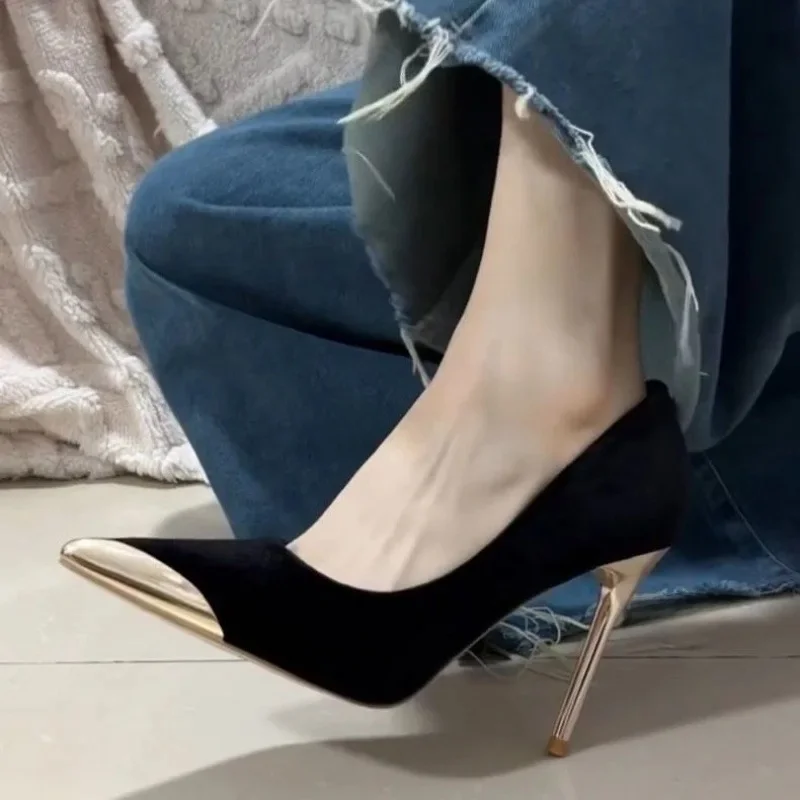 ربيع الخريف موضة جديدة فاخرة معدنية أشار تو المخمل...