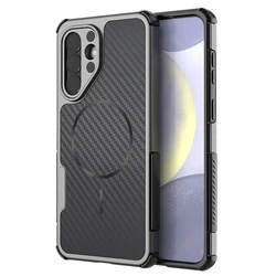 Magnetic Armor Carbon Fiber Shockproof Phone Case for Galaxy A18 (Gray)