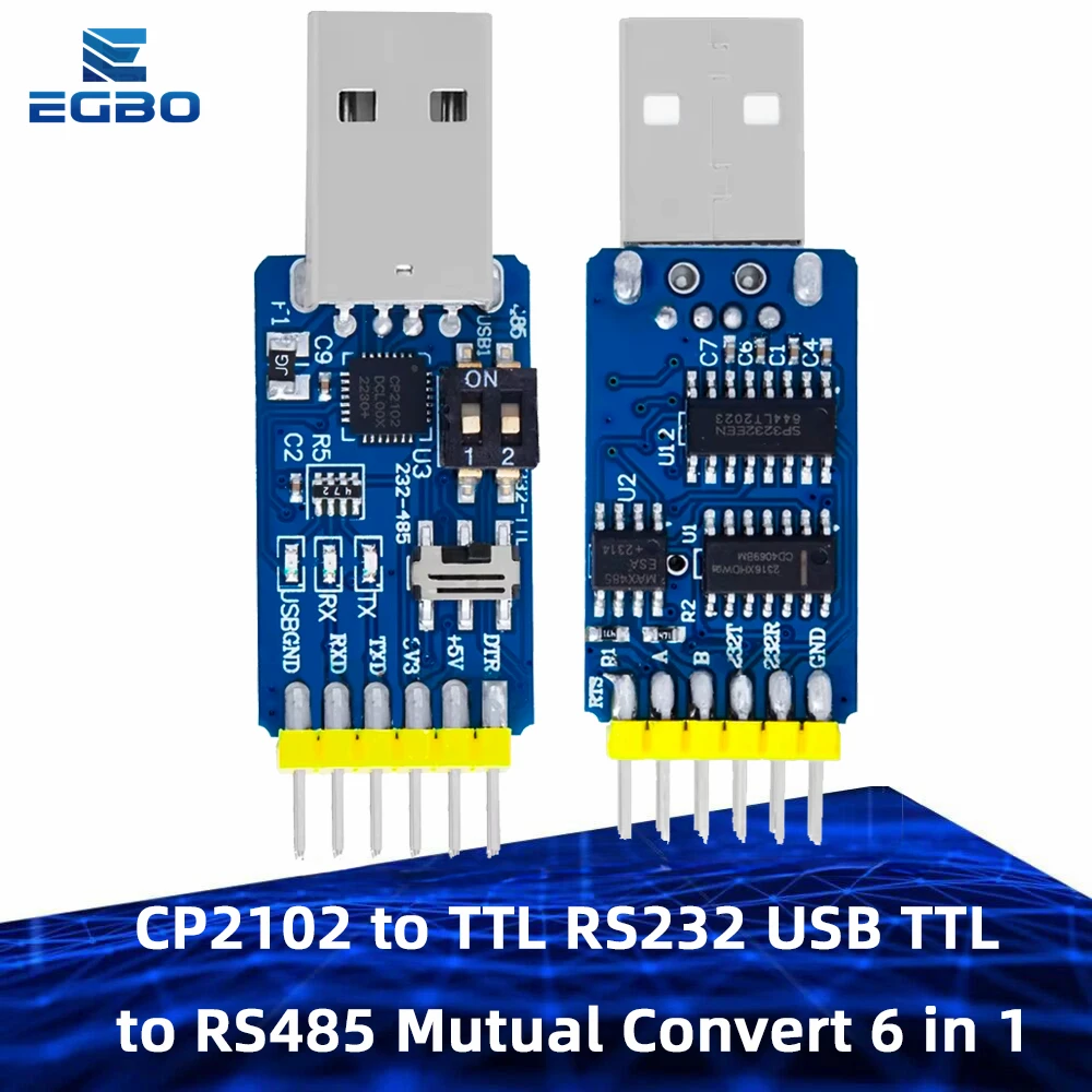 1PCS EGBO NEUE USB CP2102 zu TTL RS232 USB TTL zu RS485 Gegenseitige Konvertieren 6 in 1 Konvertieren modul Gute