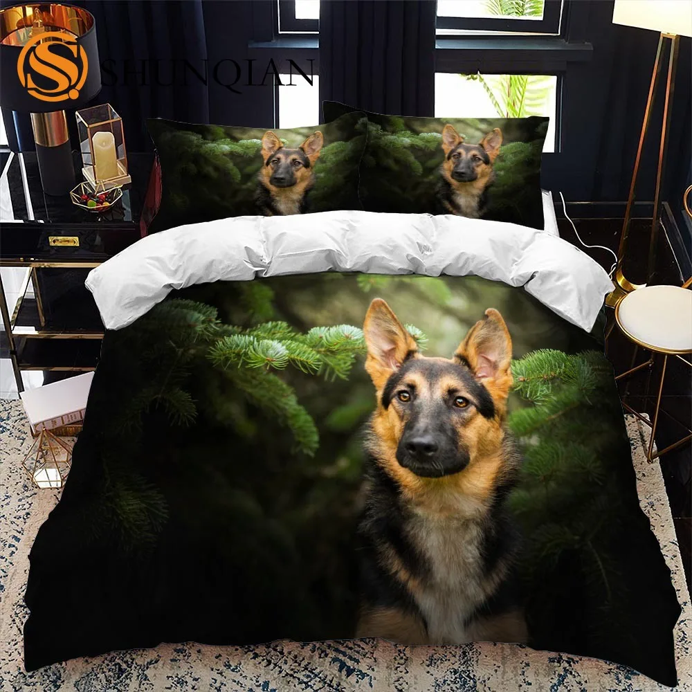 

German Shepherd Duvet Cover Set Purebred Hound Animal Bedding Set Kids Cute Dog Puppy Polyester Quilt Cover