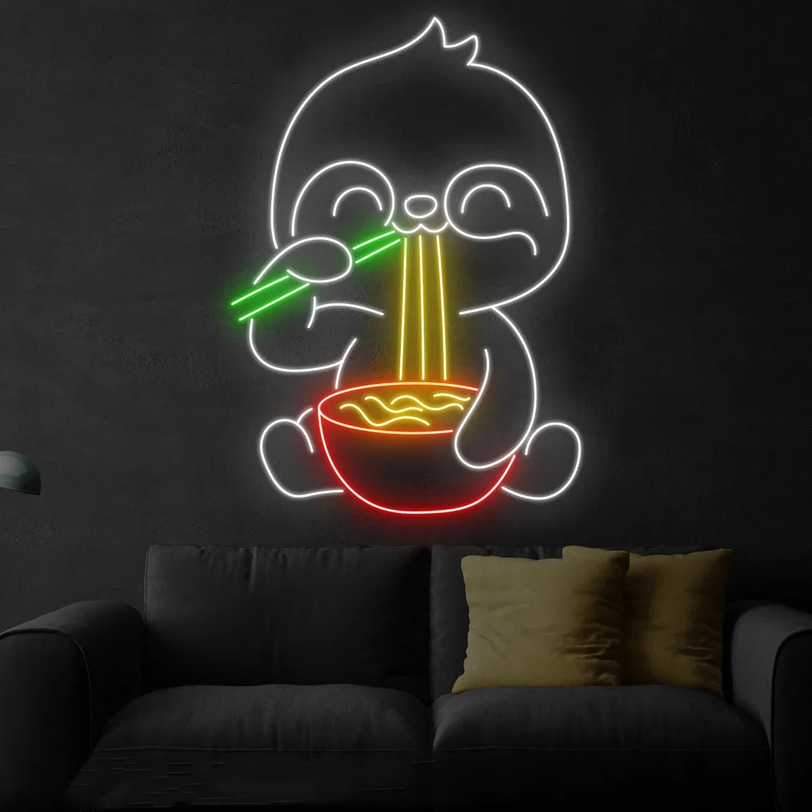

Sloth Ramen Neon Sign Ramen Restaurant Decor Noodles Store Wall Art Ramen Lover Gifts
