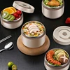 304 Stainless Steel Insulated Lunch Box with Storage Bag Portable Double-layer Covered Lunch Box Office Student Sealed Lunch Box 2