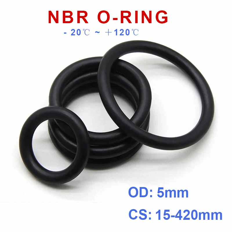 

CS 5mm OD 15-420mm Black Rubber O Sealing Ring Nitrile Rubber Round Shape Automobile Waterproof Oil Resistance Washer