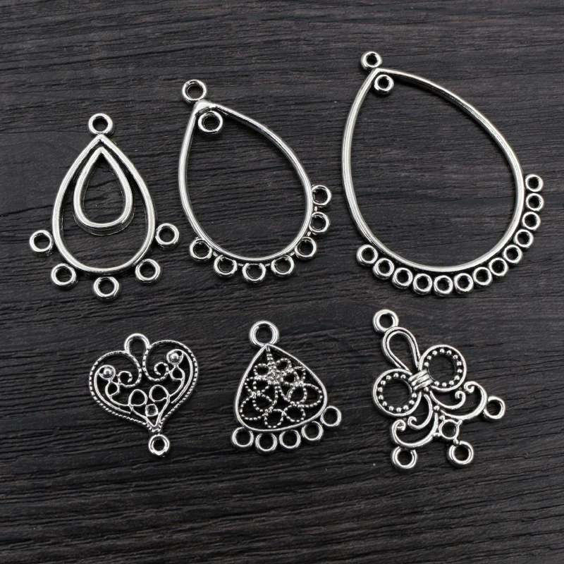 20pcs Antike Silber Überzogene Vintage Blume Tropfen Herz Retro Anschluss Charme Anhänger DIY Halskette Schmuck Erkenntnisse Zubehör