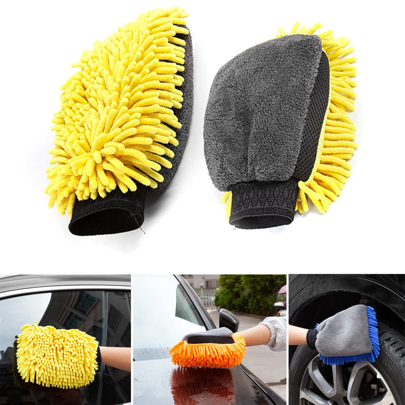 

1pc Waterproof Car Wash Microfiber Chenille Gloves Thick Car Cleaning Mitt Wax Detailing Brush Auto Care Double-faced Glove