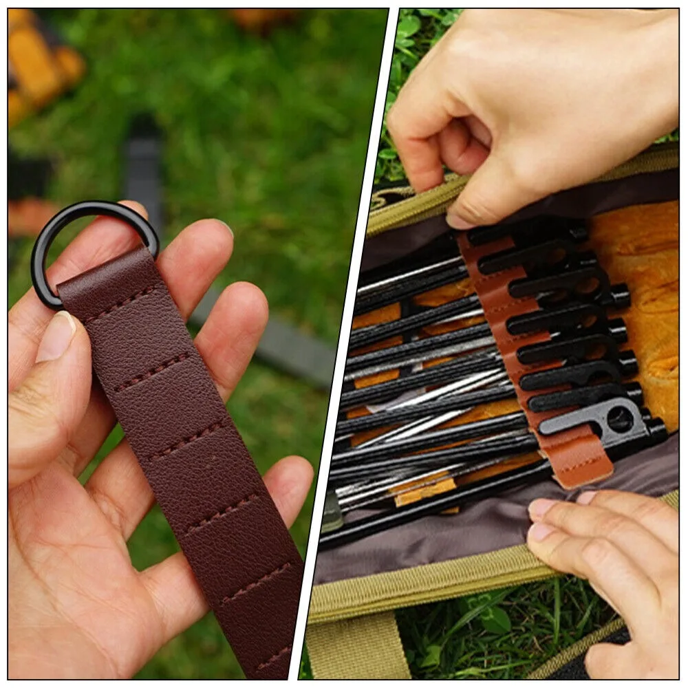 

8 Holes Floor Nail Storage Chain New Portable Leather Storage Accessory Chain with Buckle Tent Nail Storage Bag Camping