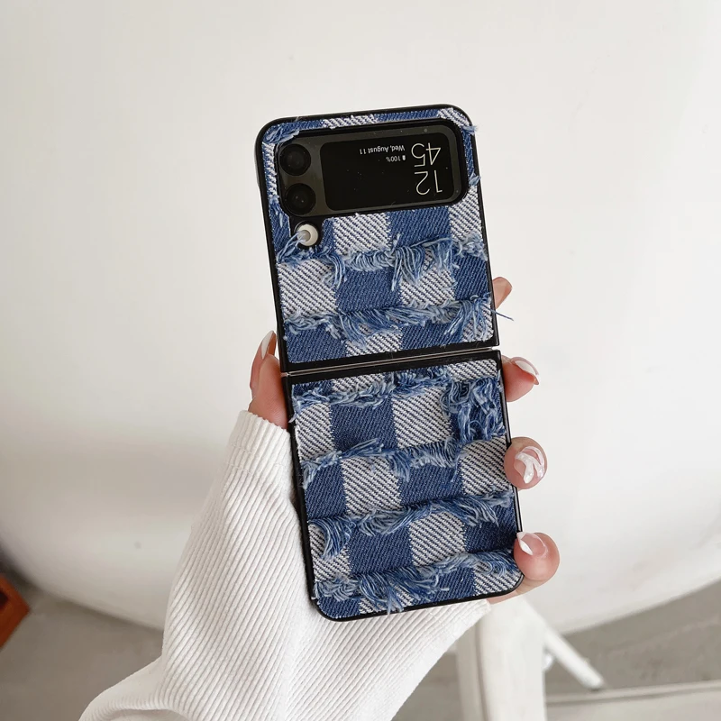 

Z Flip 4 Funda Case for Samsung Galaxy Z Flip 4 Z Flip 3 Fringed Denim Shockproof Protetcion Mobile Phone Case Cover ZFlip4