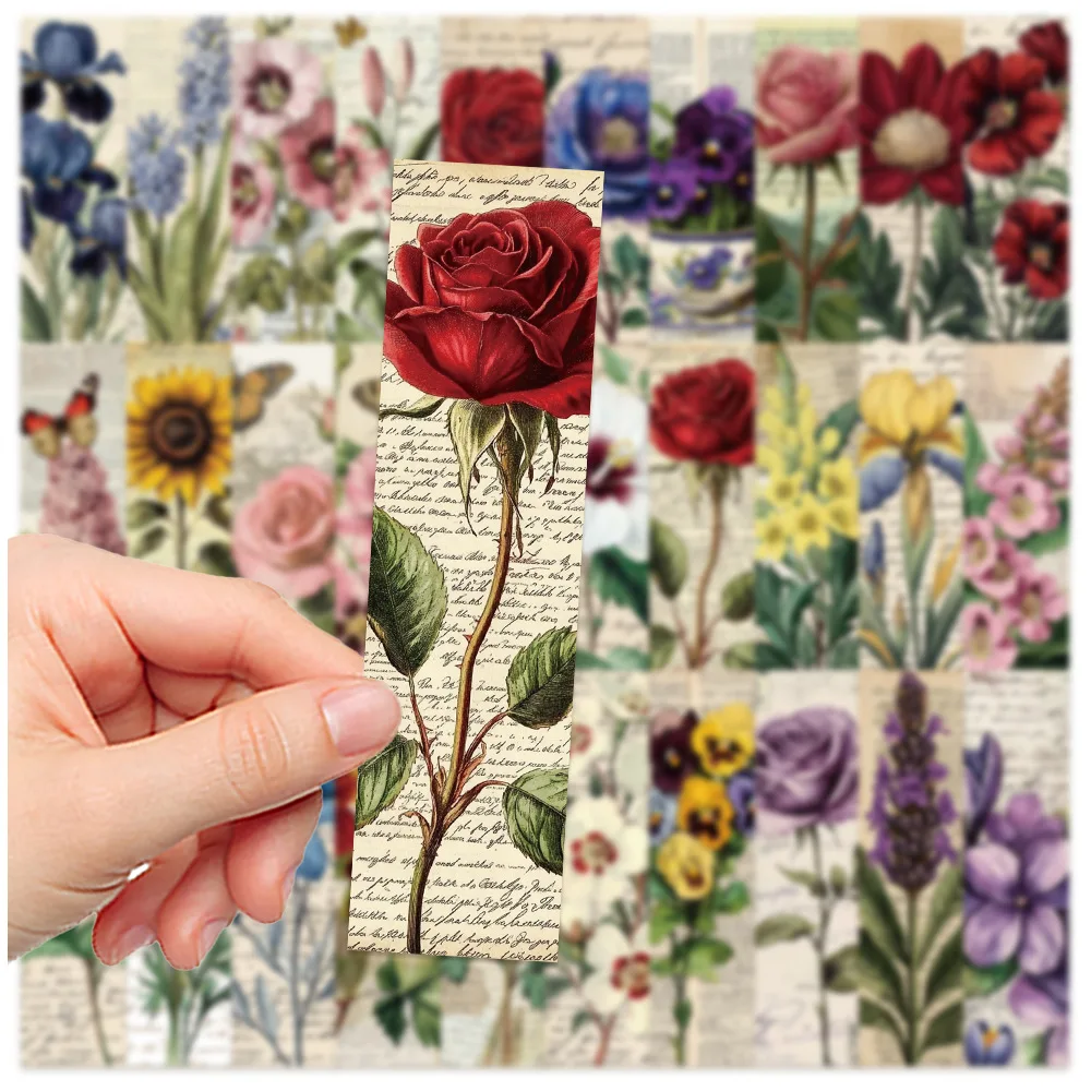 Vintage Flowers Bookmarks Books Labeled Students Stationary Supplies DIY Creative Aesthetic Bookmark Reading Pages 30Pcs