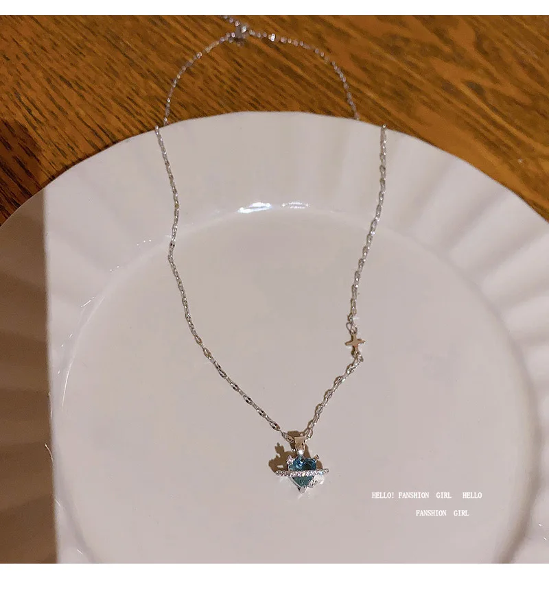 Collana con ciondolo retrò coreano alla moda femminile 2025, con cristallo blu, argento, stella dell'universo, gioielli estetici da sposa per donna_voghion.com