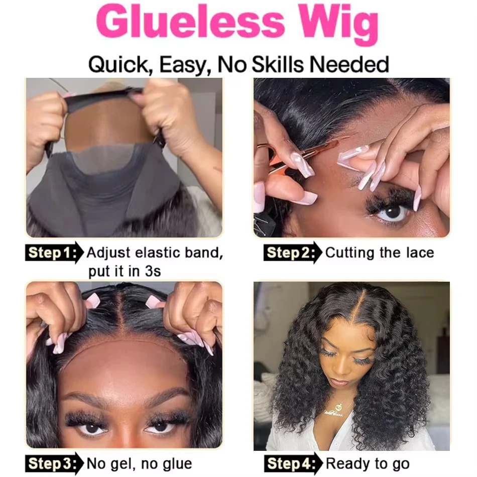 Wear And Go Bob Wigs For Women Human Hair 180% Water Wave Glueless Wig Ready To Go Human Hair Wigs Pre Cut Lace Air Wig Sale 180