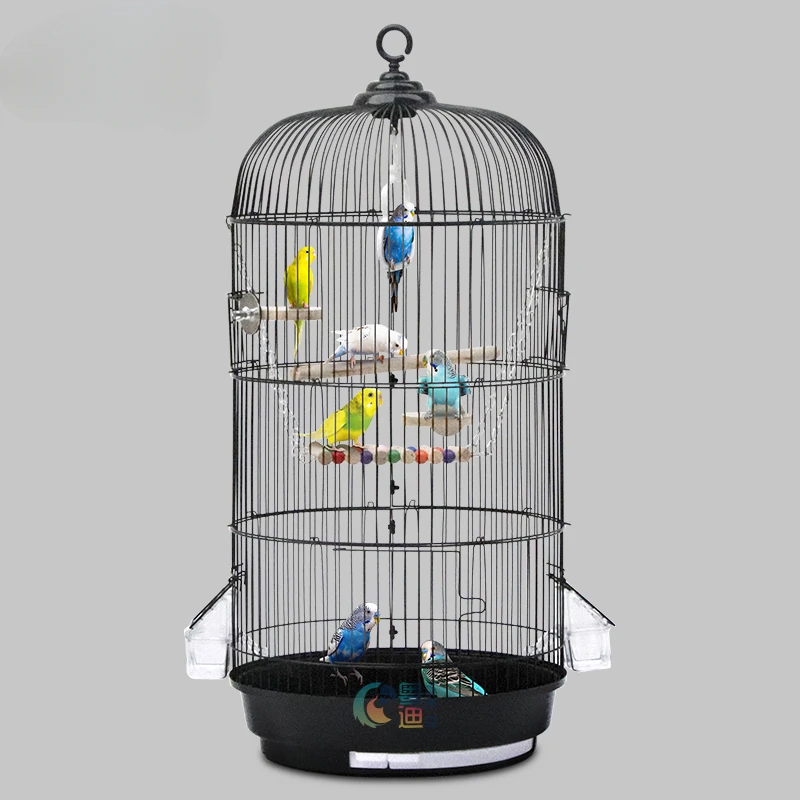 

Metal Round Bird Cages Bird Cockatiel Large Myna Hut Budgie Cages Birdhouse Villa Luxury Oiseaux Accessoires Pet House QF50NL