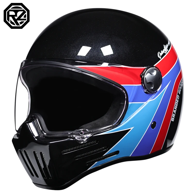 

Men Motorbike Riding Motocross Vintage Full Face Helmets Capacete Moto For Adults Full Face Motorycle Helmet Moto Retro Helmet